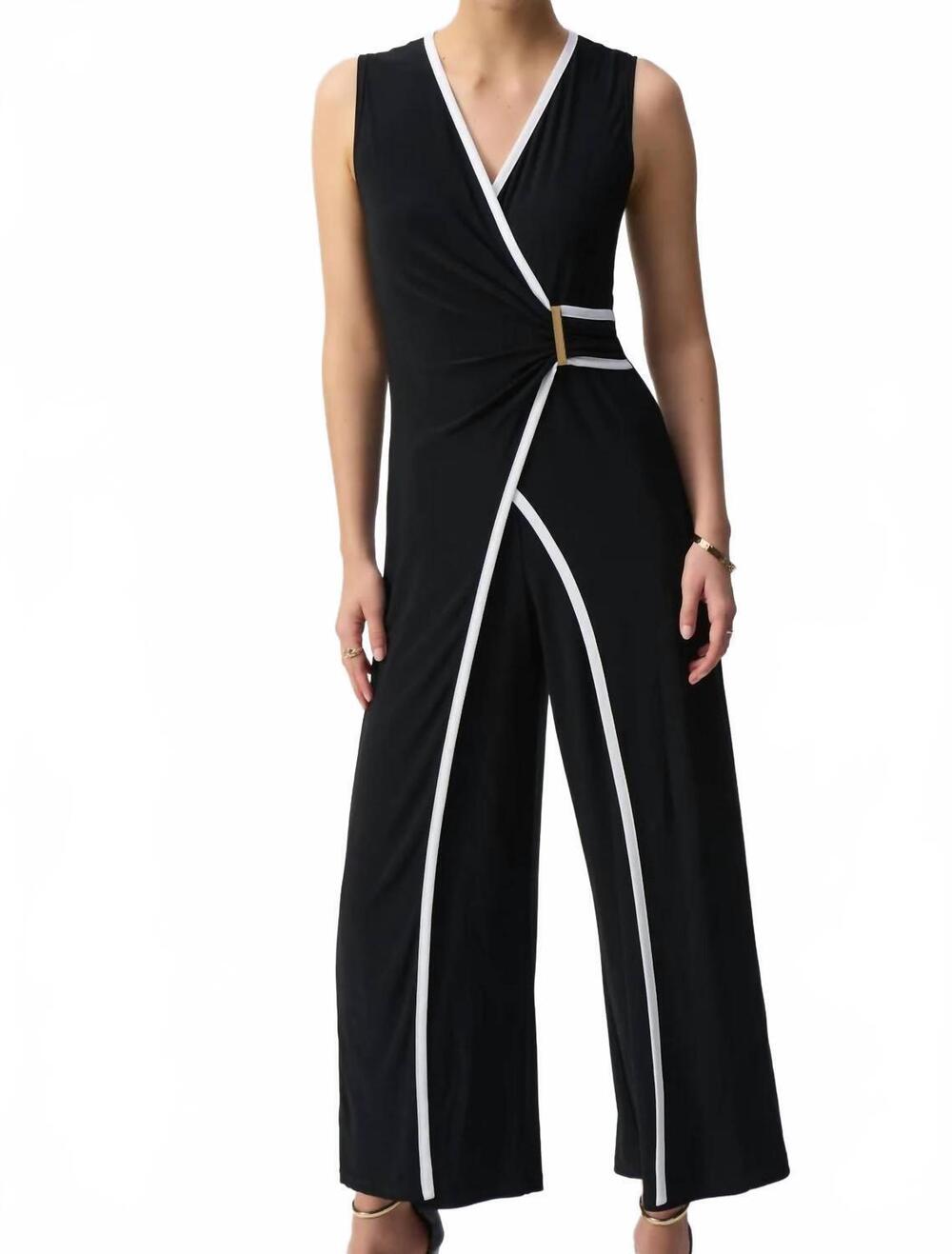 NEW JOSEPH RIBKOFF outlined culotte jumpsuit in black